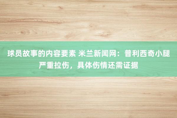 球员故事的内容要素 米兰新闻网：普利西奇小腿严重拉伤，具体伤情还需证据