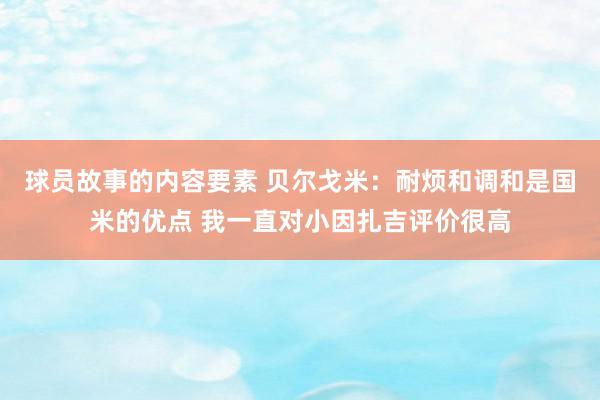 球员故事的内容要素 贝尔戈米：耐烦和调和是国米的优点 我一直对小因扎吉评价很高