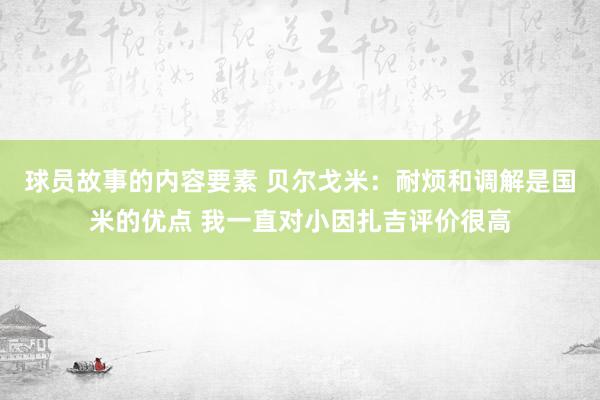 球员故事的内容要素 贝尔戈米：耐烦和调解是国米的优点 我一直对小因扎吉评价很高