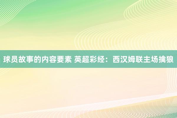 球员故事的内容要素 英超彩经：西汉姆联主场擒狼